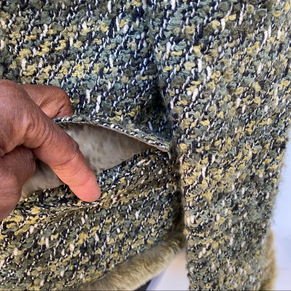 LAFAYETTE 148 New York Green Boucle & Rabbit Fur Jacket Size 12 - Picture 15 of 16